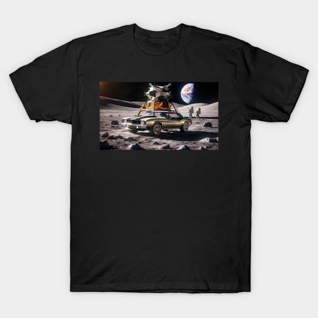 1969 Camaro on the Moon T-Shirt by NebulaWave